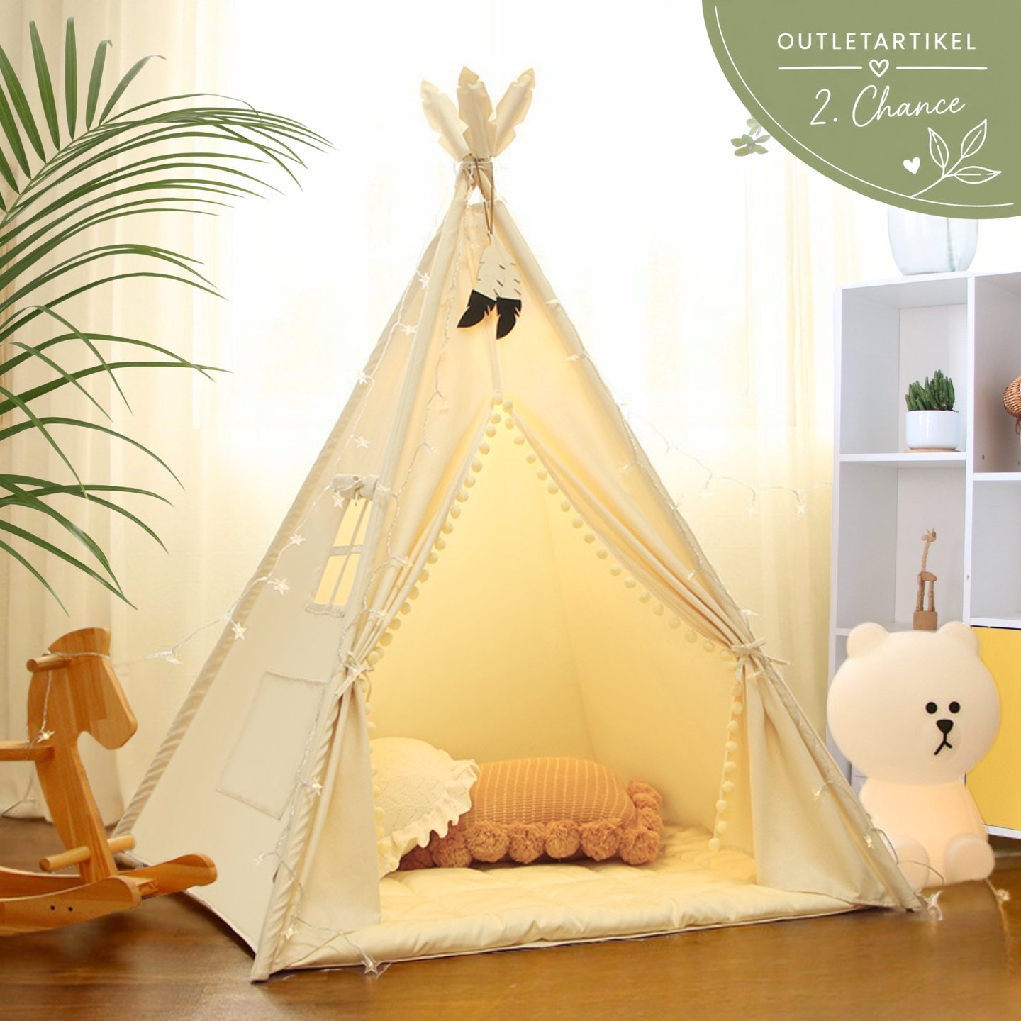 RETOURENARTIKEL: Tipi Kinderzelt Set - 100% Baumwolle