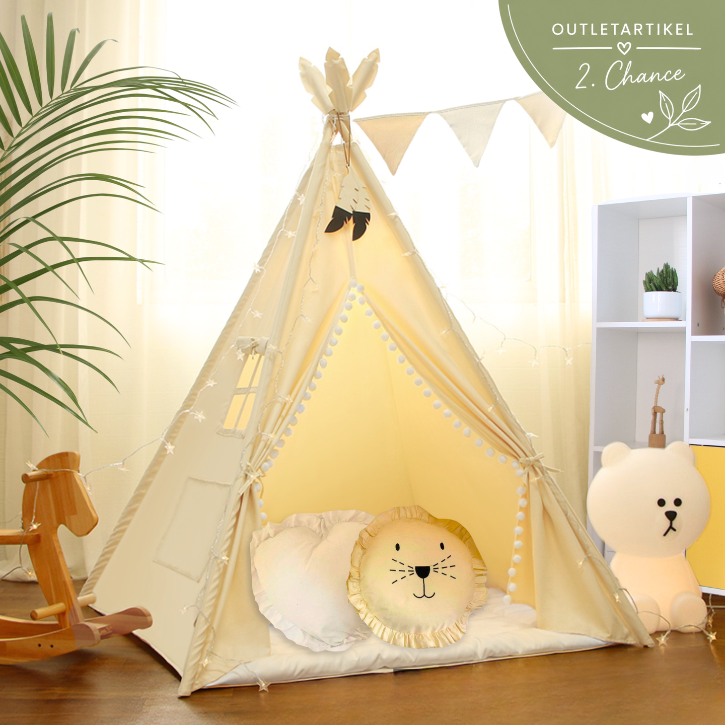 RETOURENARTIKEL: Tipi Kinderzelt Set - 100% Baumwolle