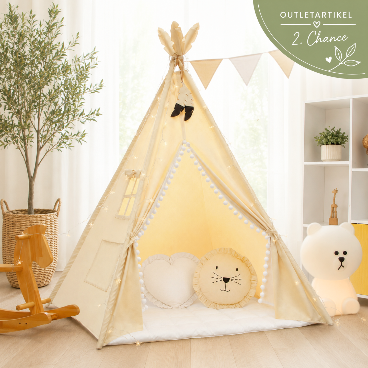 RETOURENARTIKEL: Tipi Kinderzelt Set - 100% Baumwolle