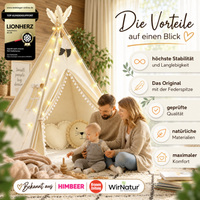 Tipi Kinderzelt aus 100% Baumwolle 150x120cm