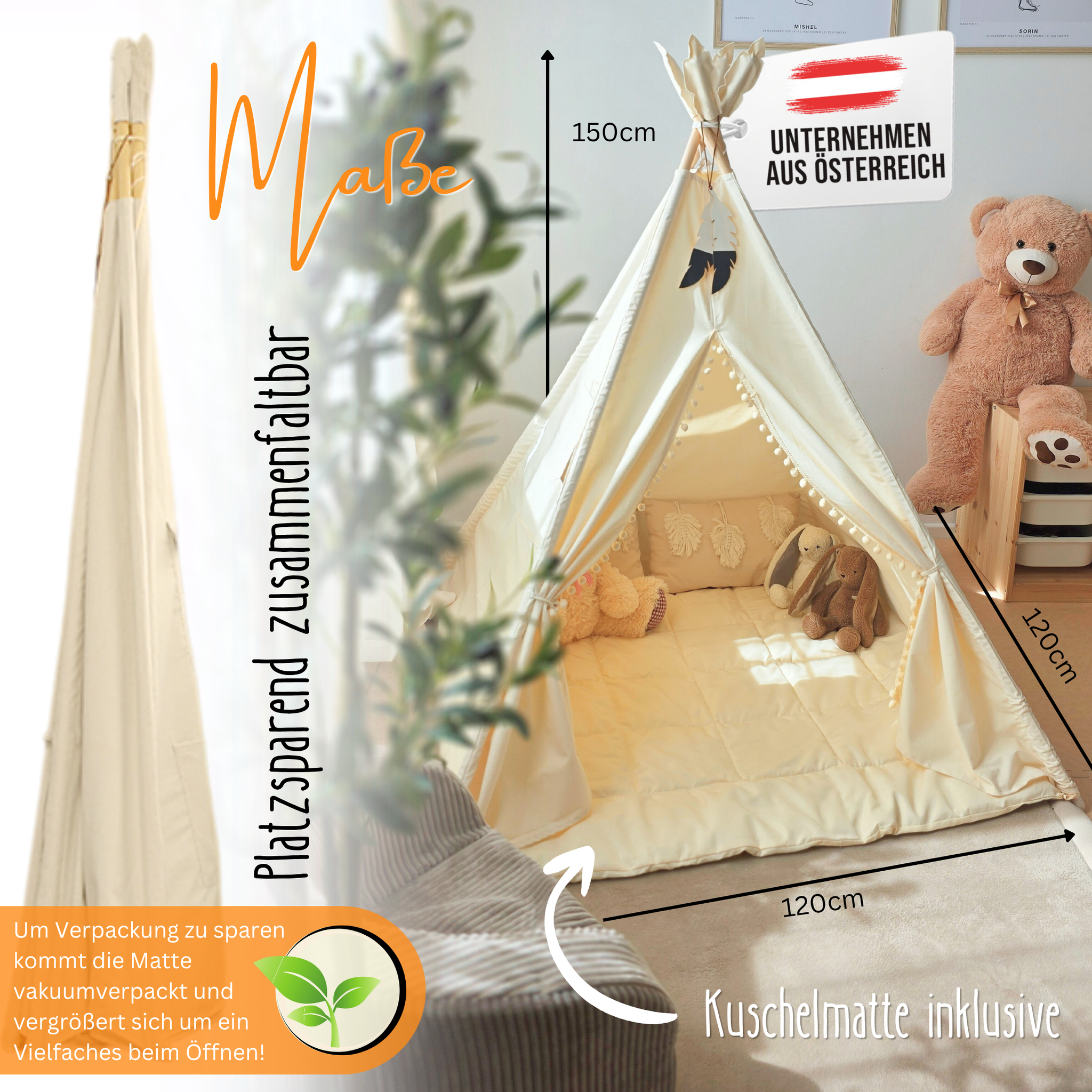 Tipi Kinderzelt - 100% Baumwolle