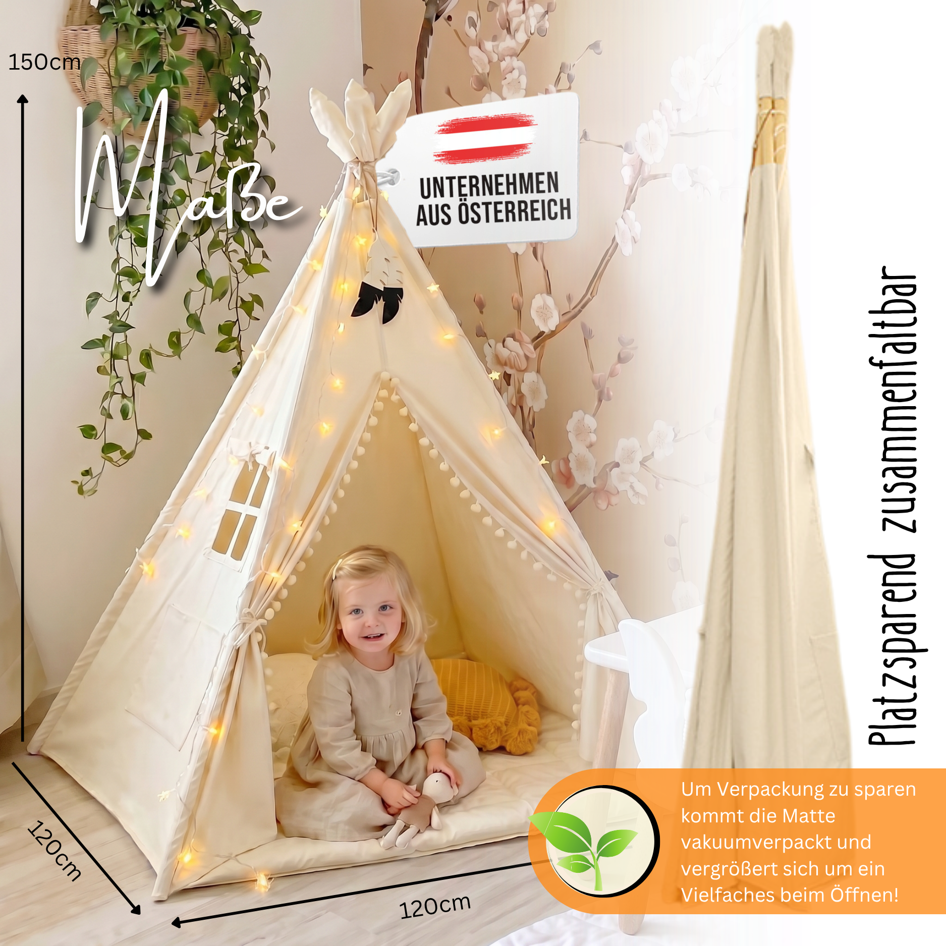 tipi zelt testsieger Wunderschönes Tipi in Creme/Weiß – Ein großes Spielzelt für Kinder – Lionherz