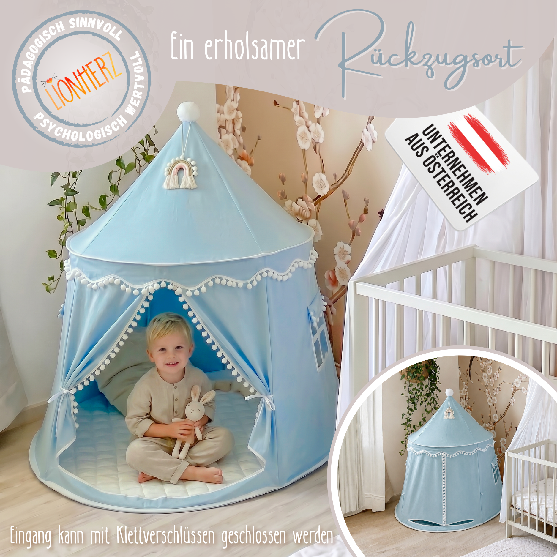 Play tent - breathable made of cotton &amp; hemp