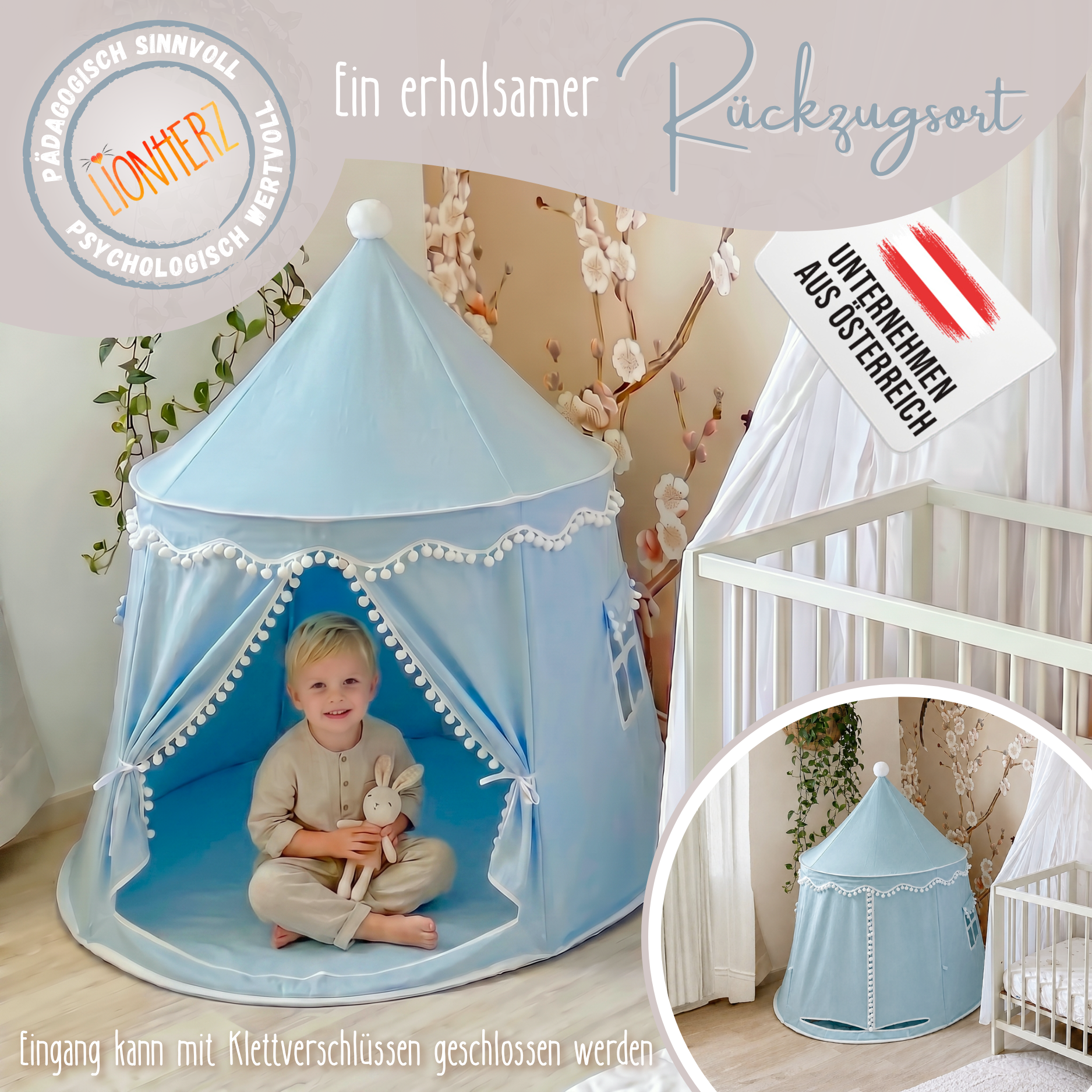 Play tent - breathable made of cotton &amp; hemp