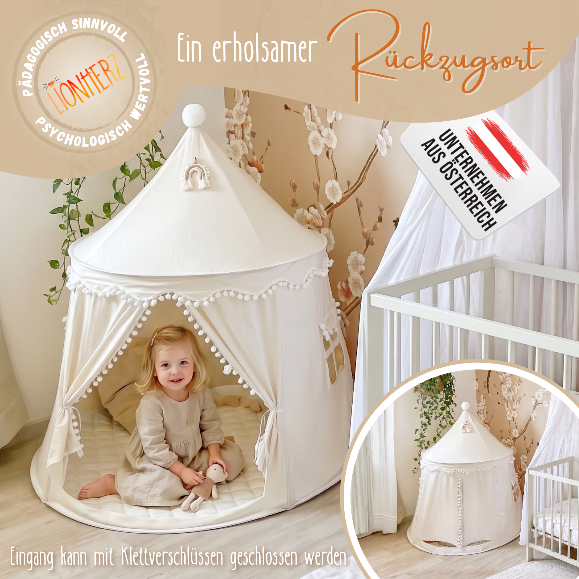 Play tent - breathable made of cotton &amp; hemp