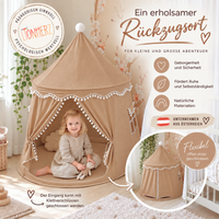 RETOURENARTIKEL: rundes Spielzelt - atmungsaktiv aus Baumwolle & Hanf