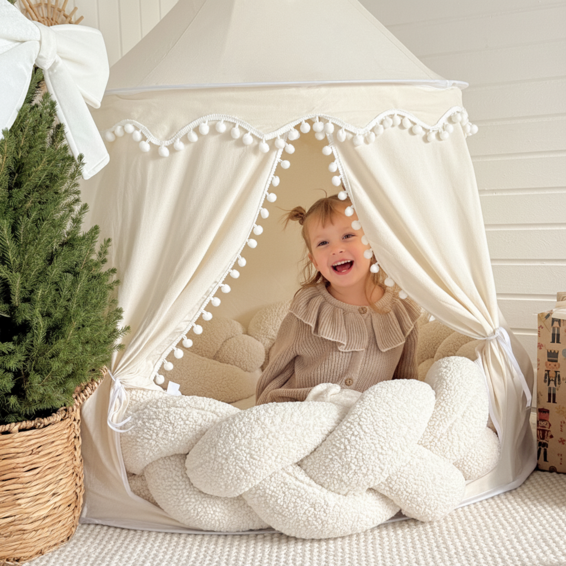 rundes Spielzelt - atmungsaktiv aus Baumwolle & Hanf