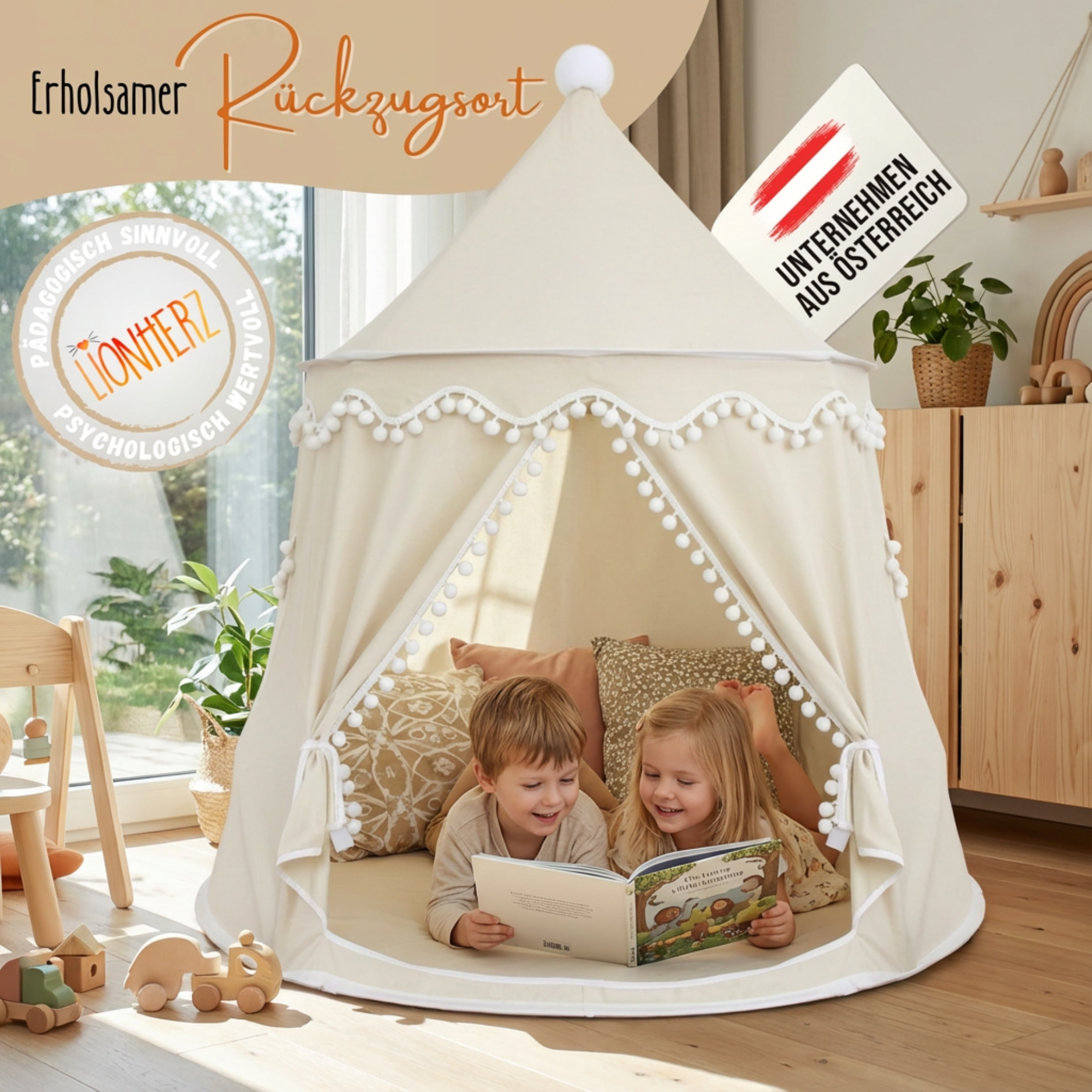 rundes Spielzelt - atmungsaktiv aus Baumwolle & Hanf