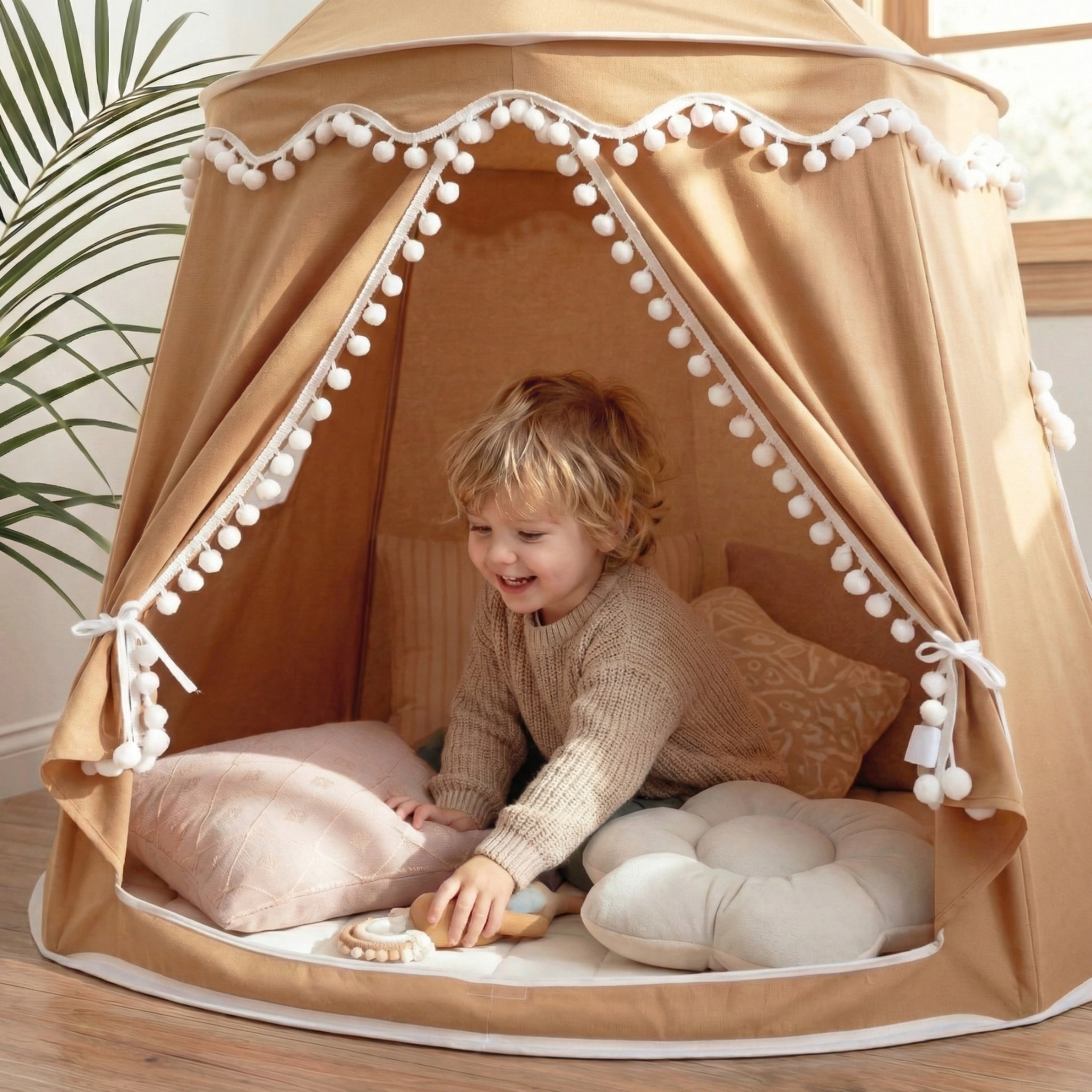 rundes Spielzelt - atmungsaktiv aus Baumwolle & Hanf