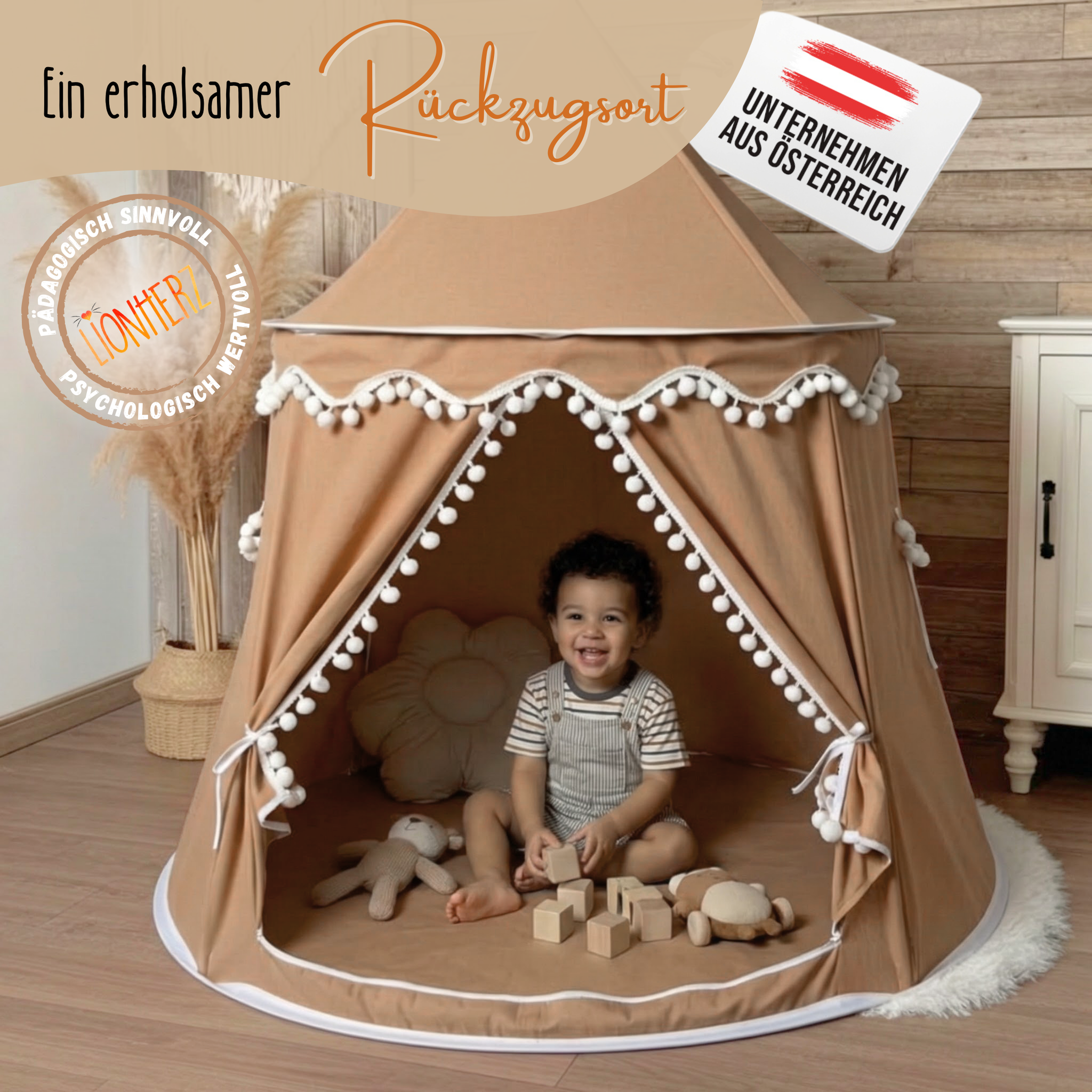 rundes Spielzelt - atmungsaktiv aus Baumwolle & Hanf