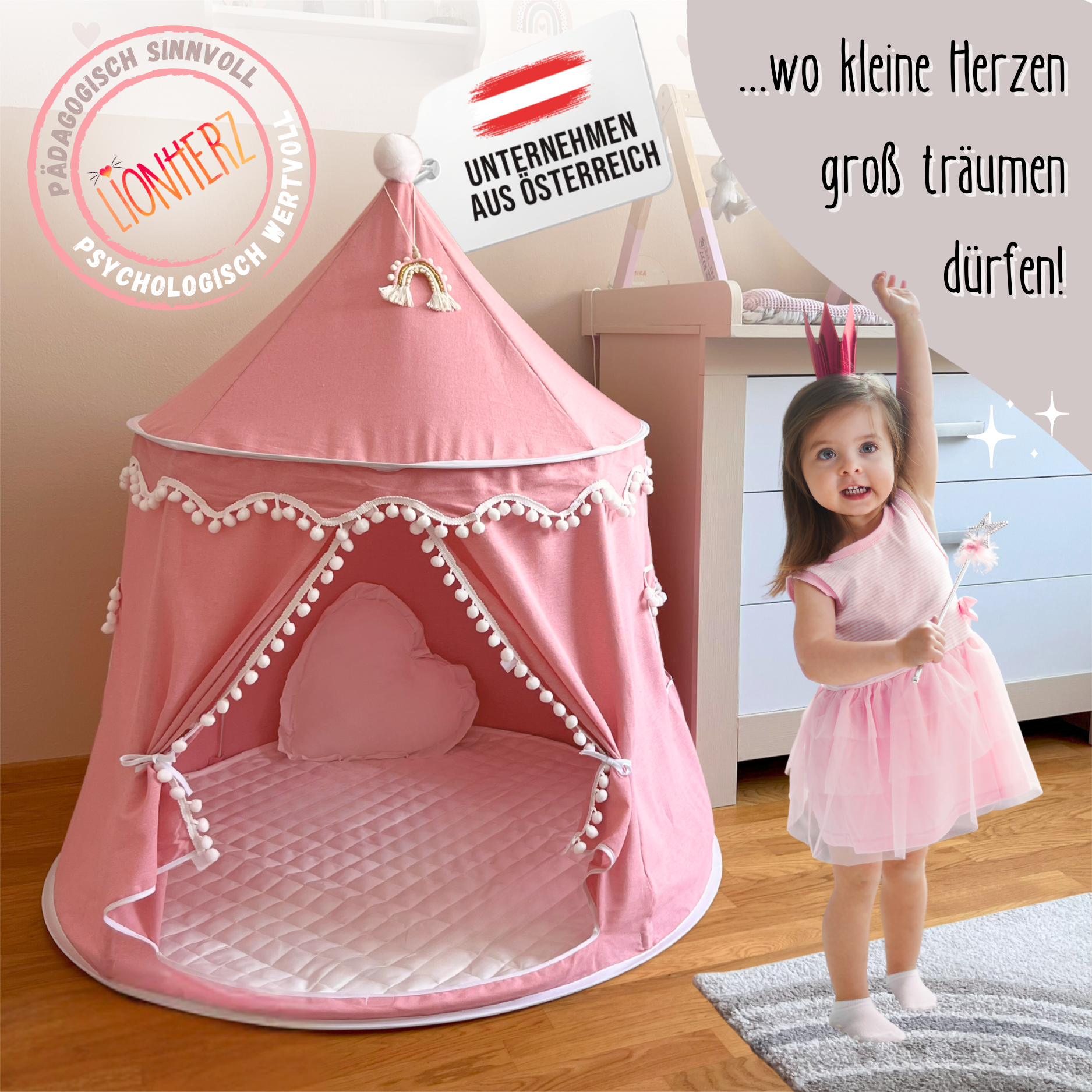 rundes Spielzelt - atmungsaktiv aus Baumwolle & Hanf