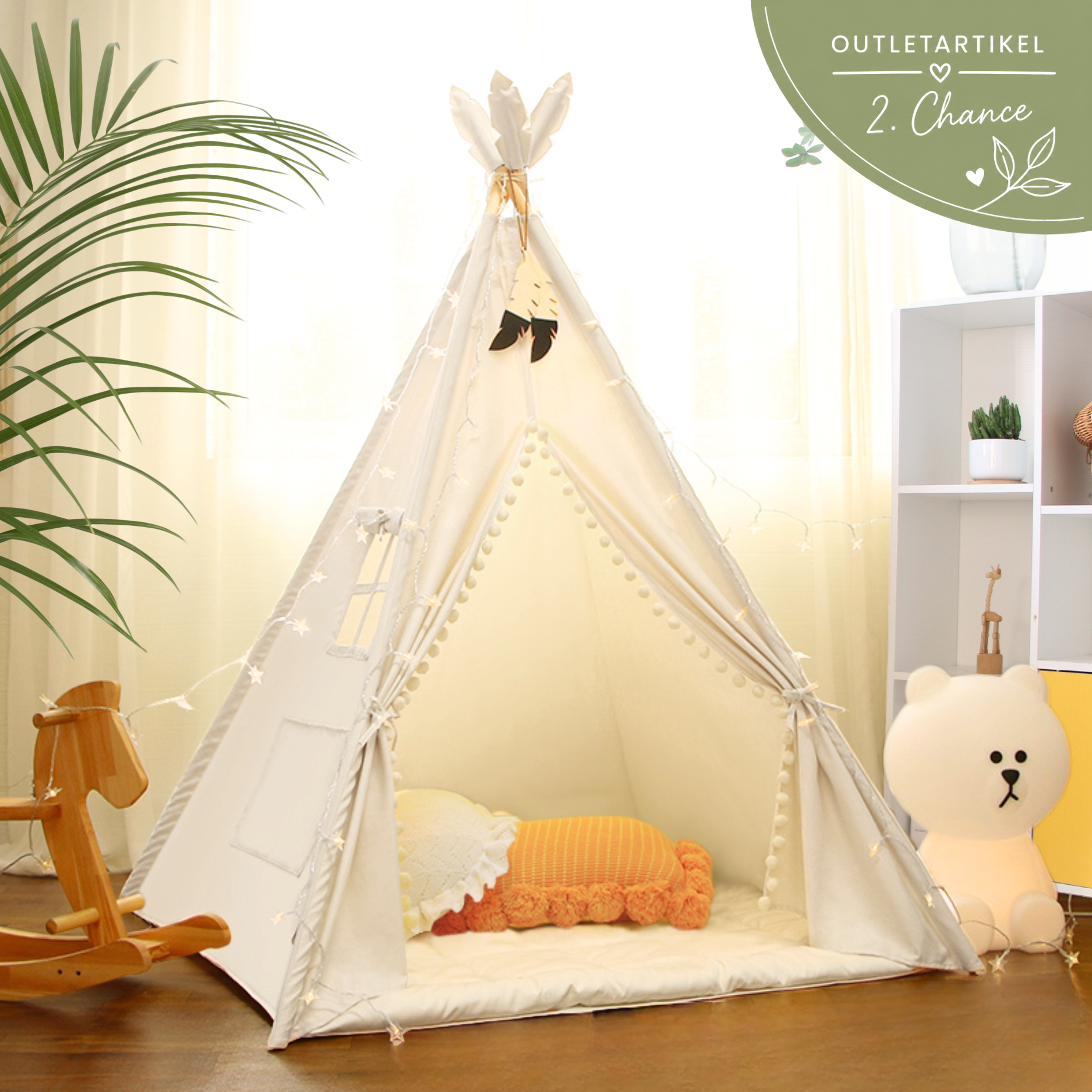 RETOURENARTIKEL: Tipi Kinderzelt Set - 100% Baumwolle