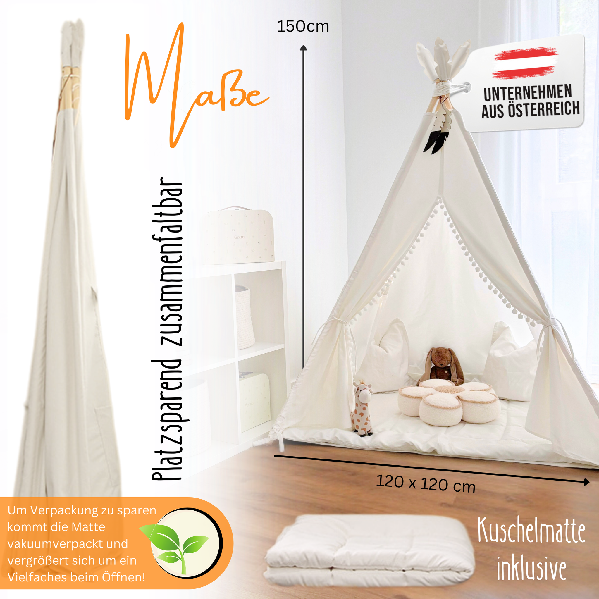 Tipi Kinderzelt - 100% Baumwolle
