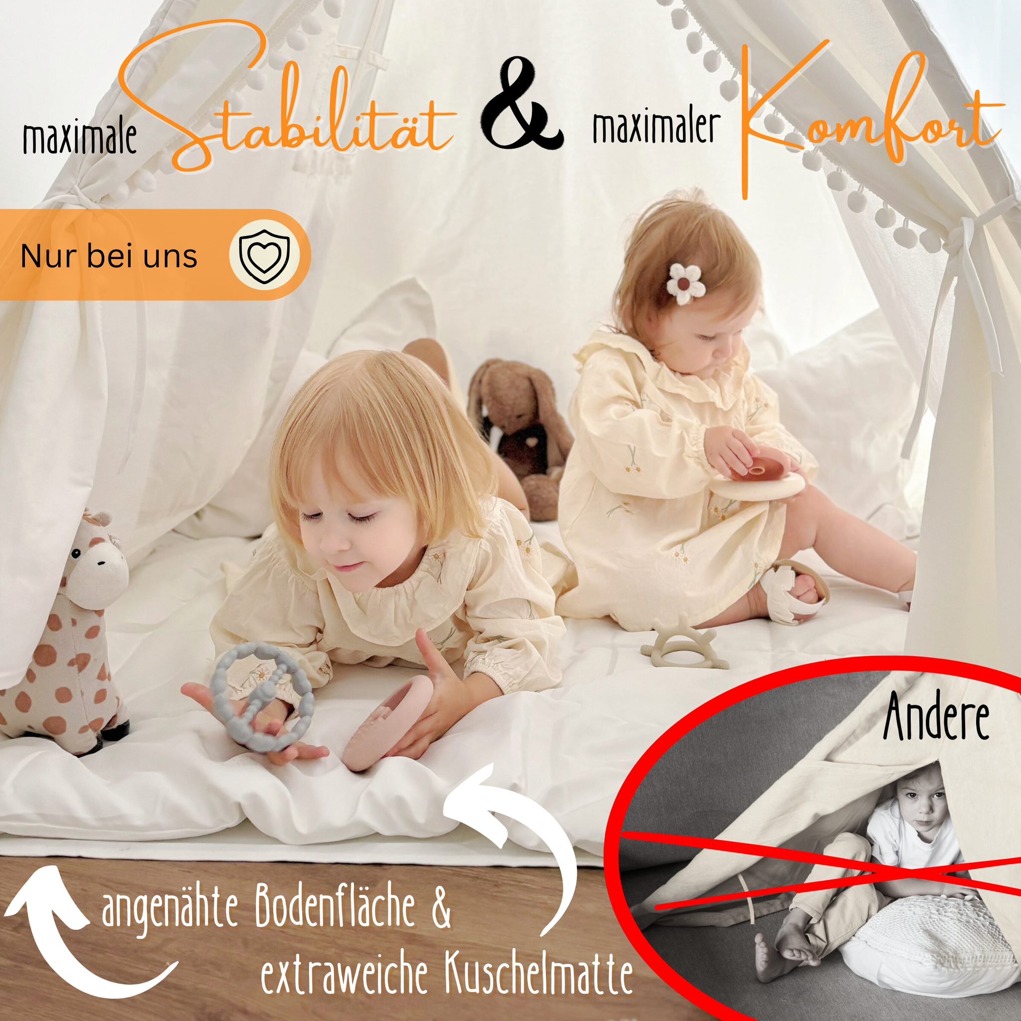 Tipi Kinderzelt - 100% Baumwolle