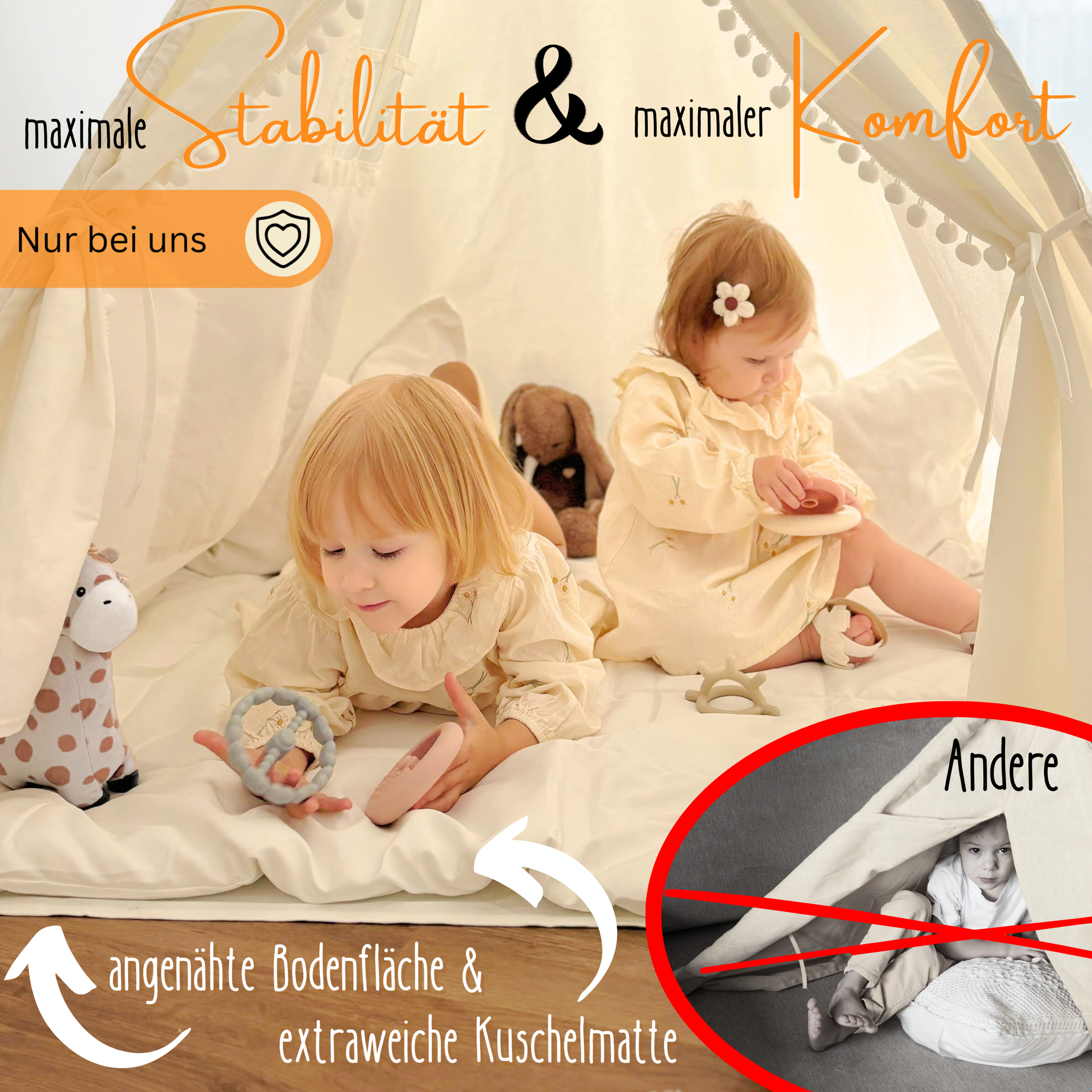 Tipi Kinderzelt - 100% Baumwolle