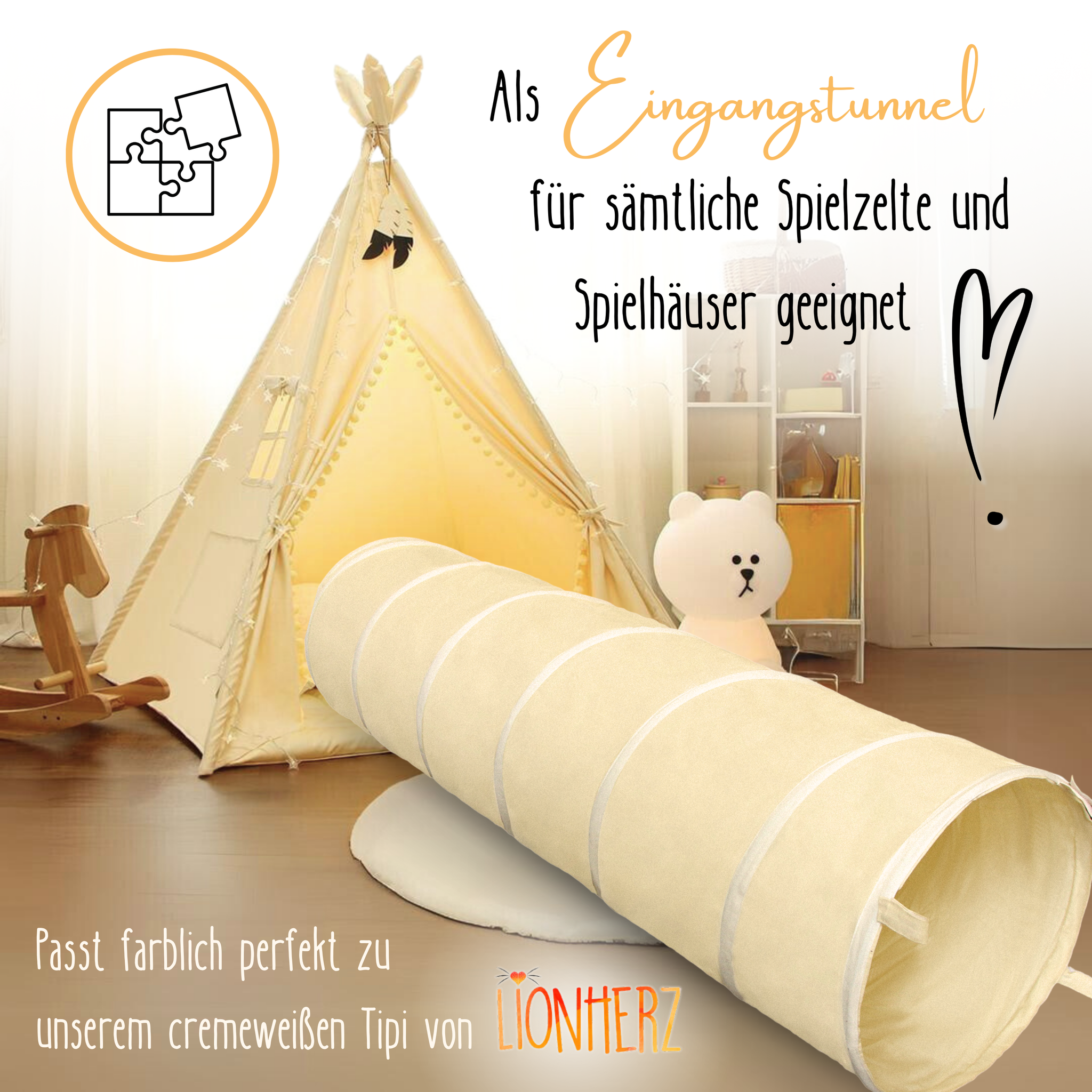 Play tunnel – 100% cotton, foldable