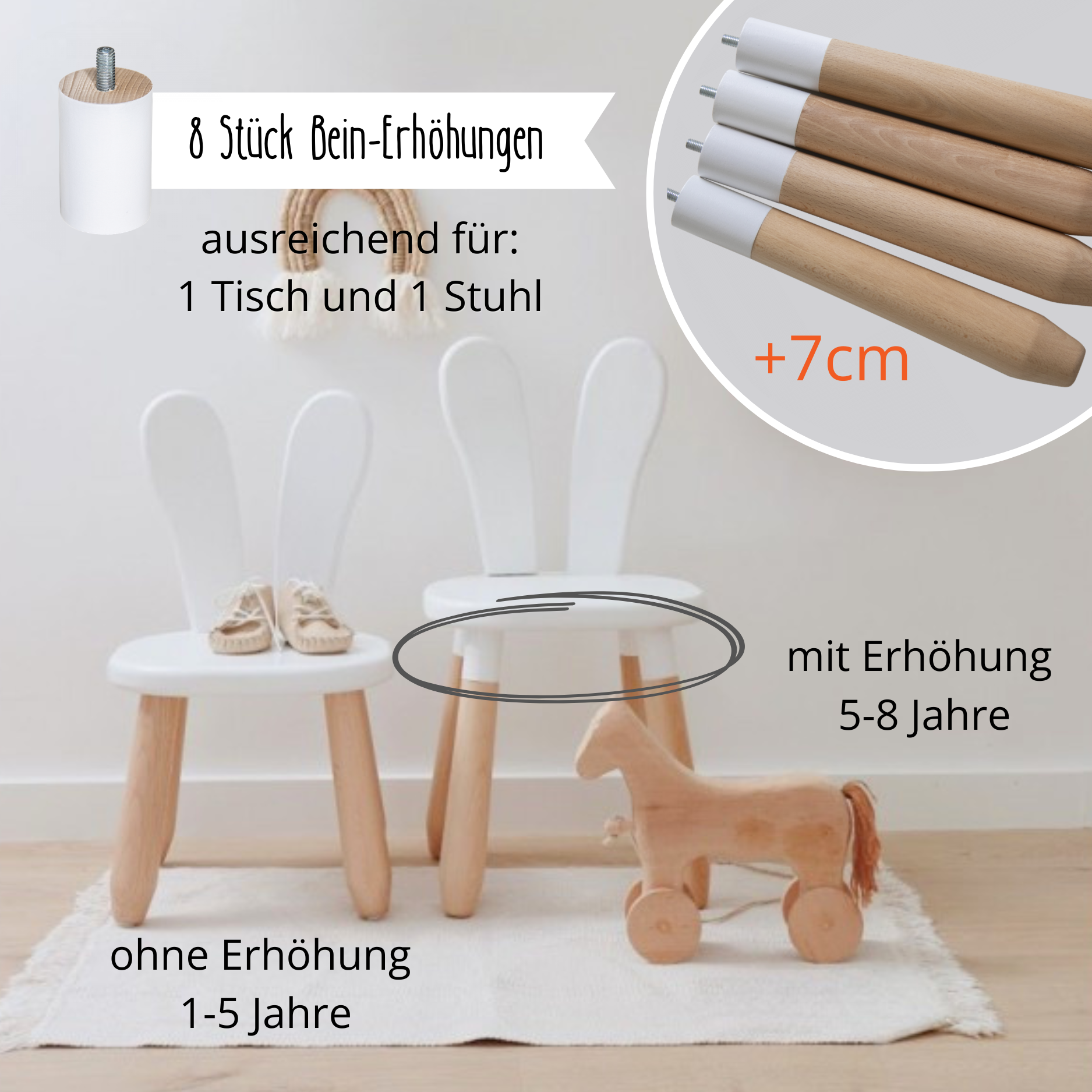 Solo Set "Bunny" – Kindertisch & Stuhl aus massivem Buchenholz