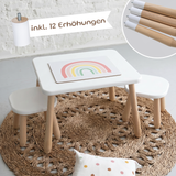 Duo Set "Minimal" – Kindertisch & 2 Hocker aus massivem Buchenholz