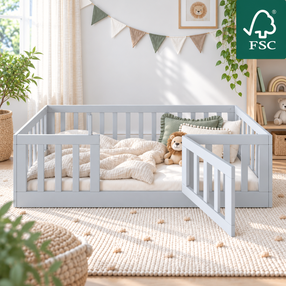 YappyCasa JUNIOR - Floor Bed 160x80cm with Door & Safety Rail