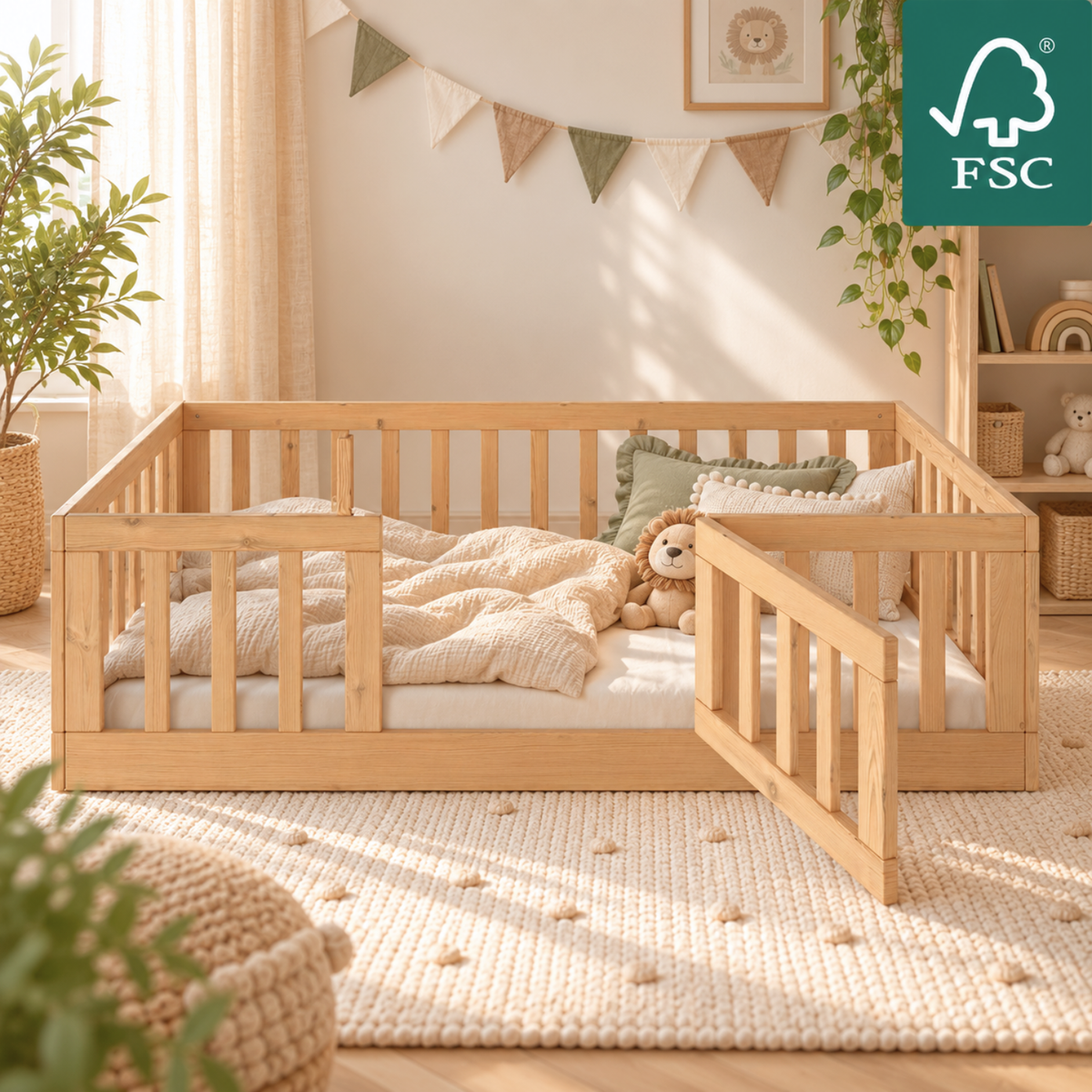 YappyCasa JUNIOR - Floor Bed 160x80cm with Door & Safety Rail