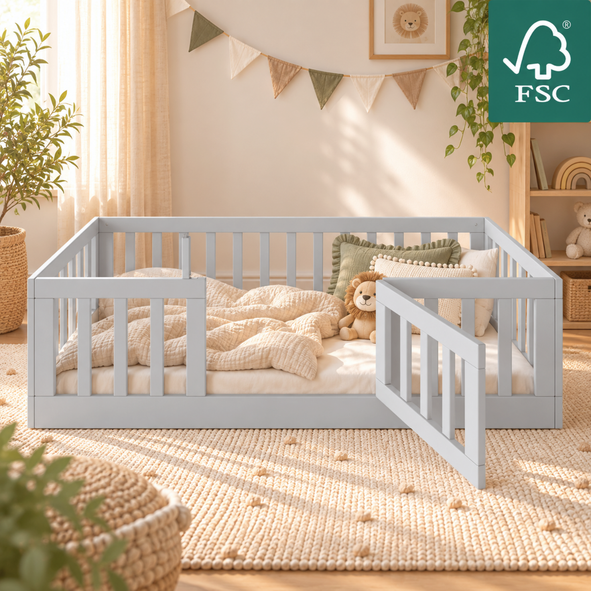 YappyCasa JUNIOR - Floor Bed 160x80cm with Door & Safety Rail