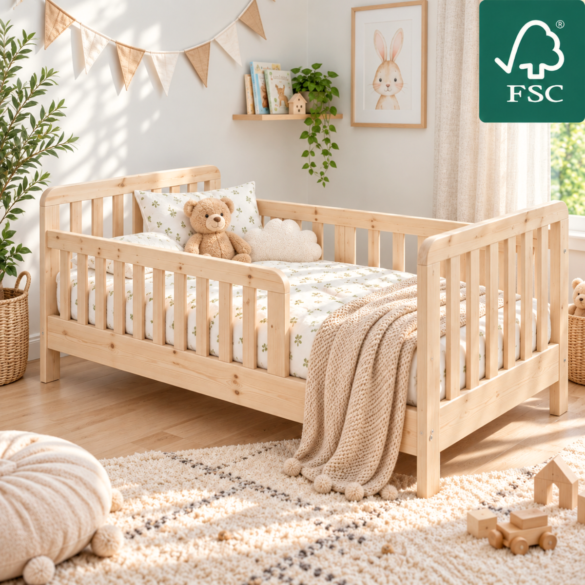 YappyTerra JUNIOR - Kinderbett 160×80 cm mit Rausfallschutz