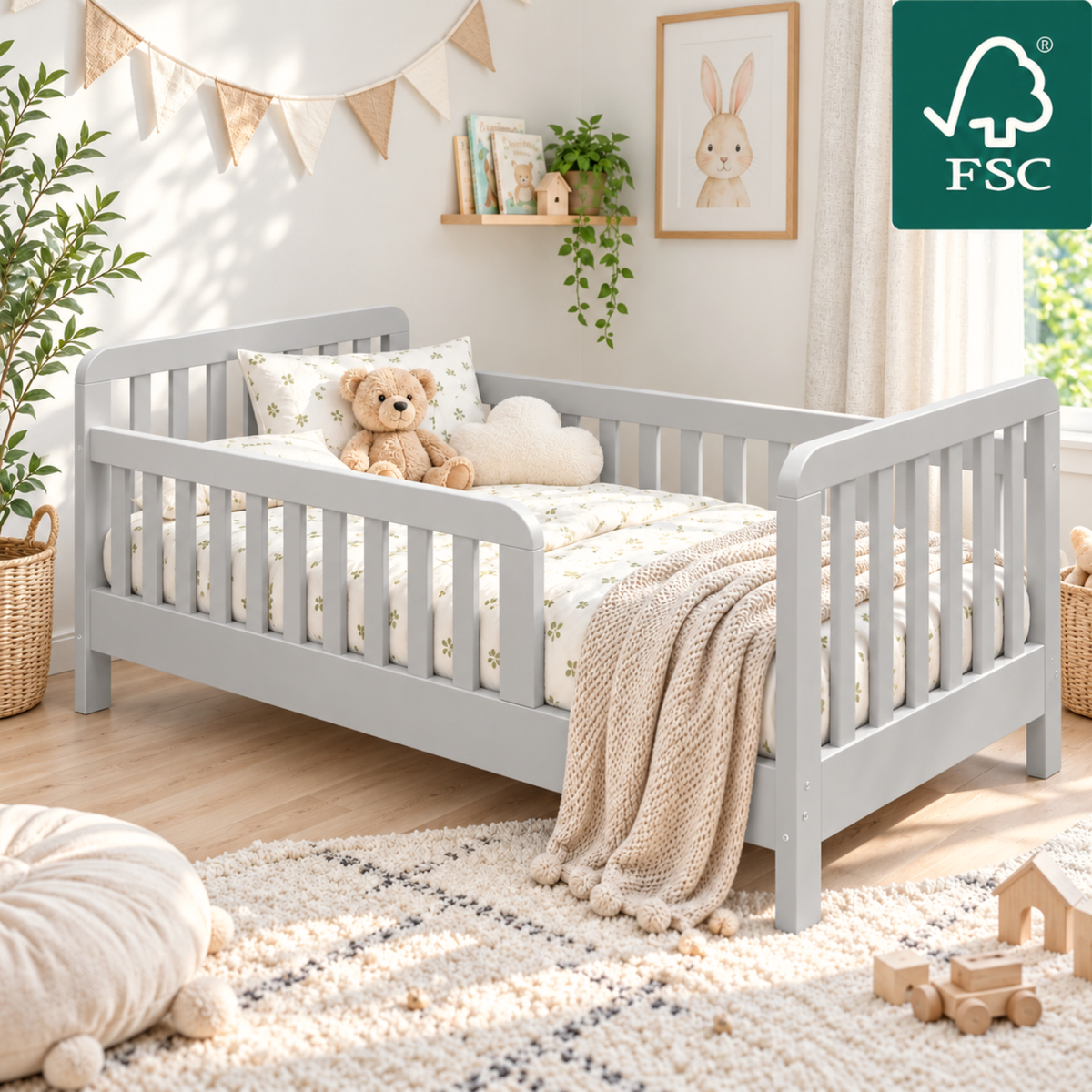 YappyTerra JUNIOR - Kinderbett 160×80 cm mit Rausfallschutz