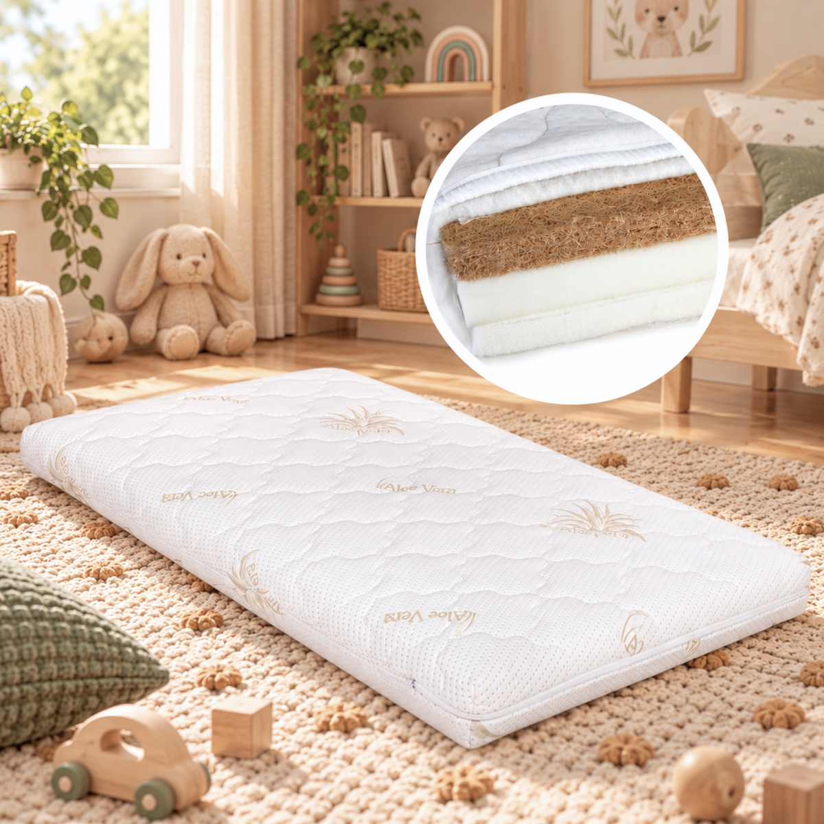 YappyMemory II JUNIOR - Children's mattress 160×80 cm, dual-sided, with Aloe Vera cover