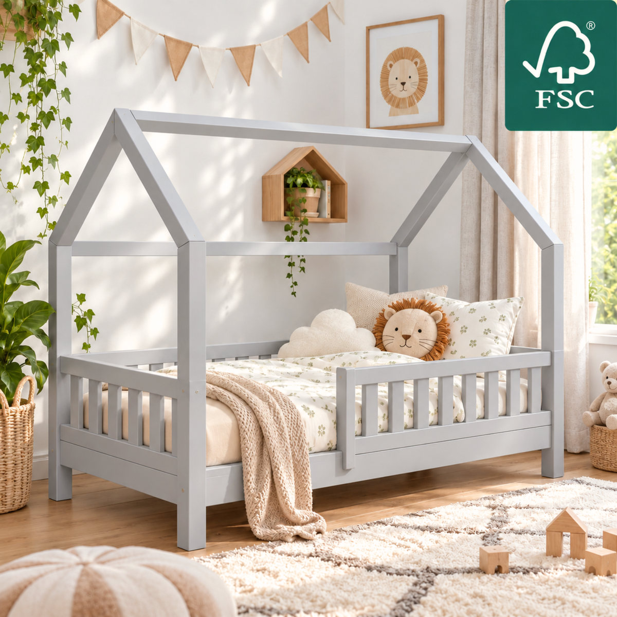 YappyTrygg JUNIOR - Hausbett 160×80 cm mit Rausfallschutz