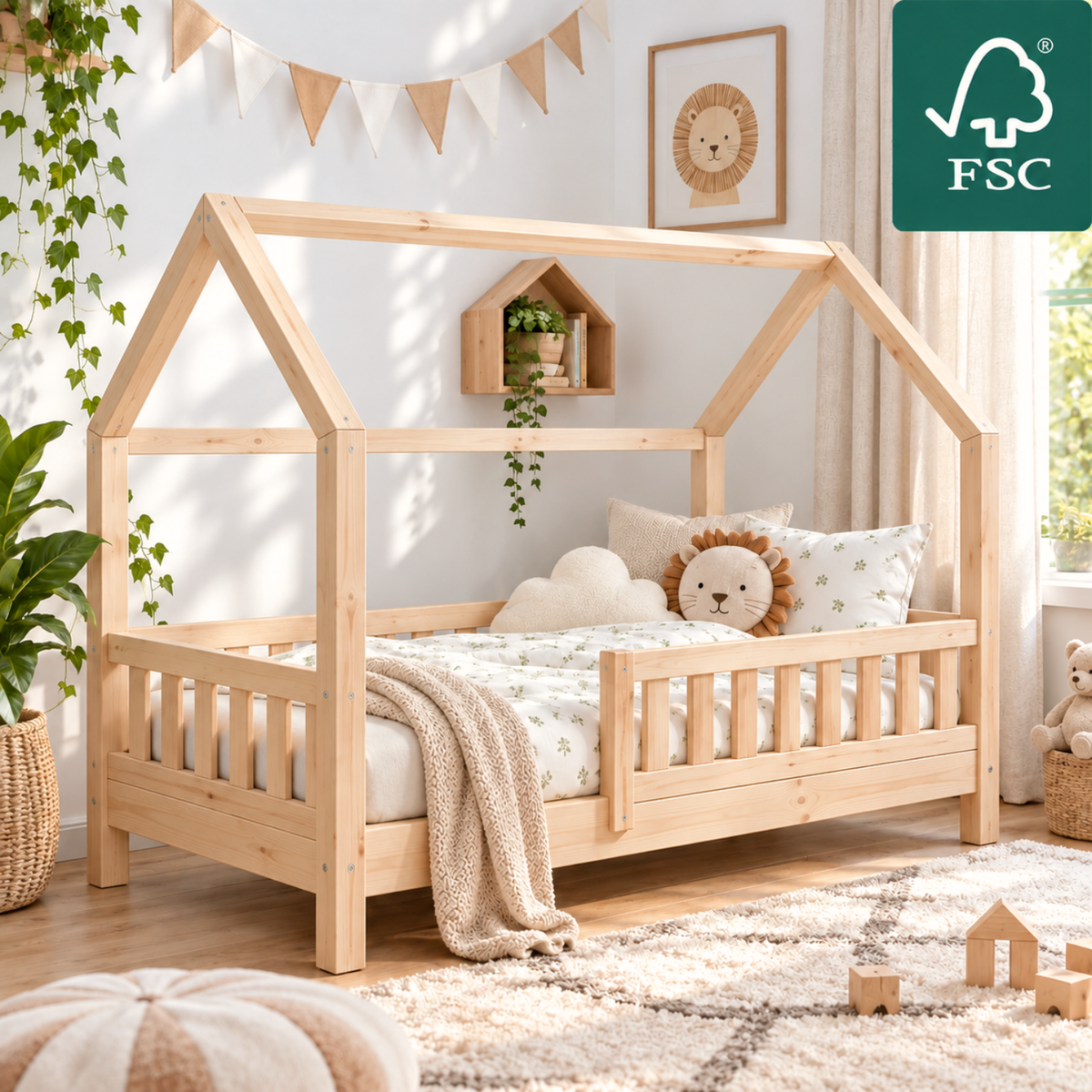 YappyTrygg JUNIOR - Hausbett 160×80 cm mit Rausfallschutz
