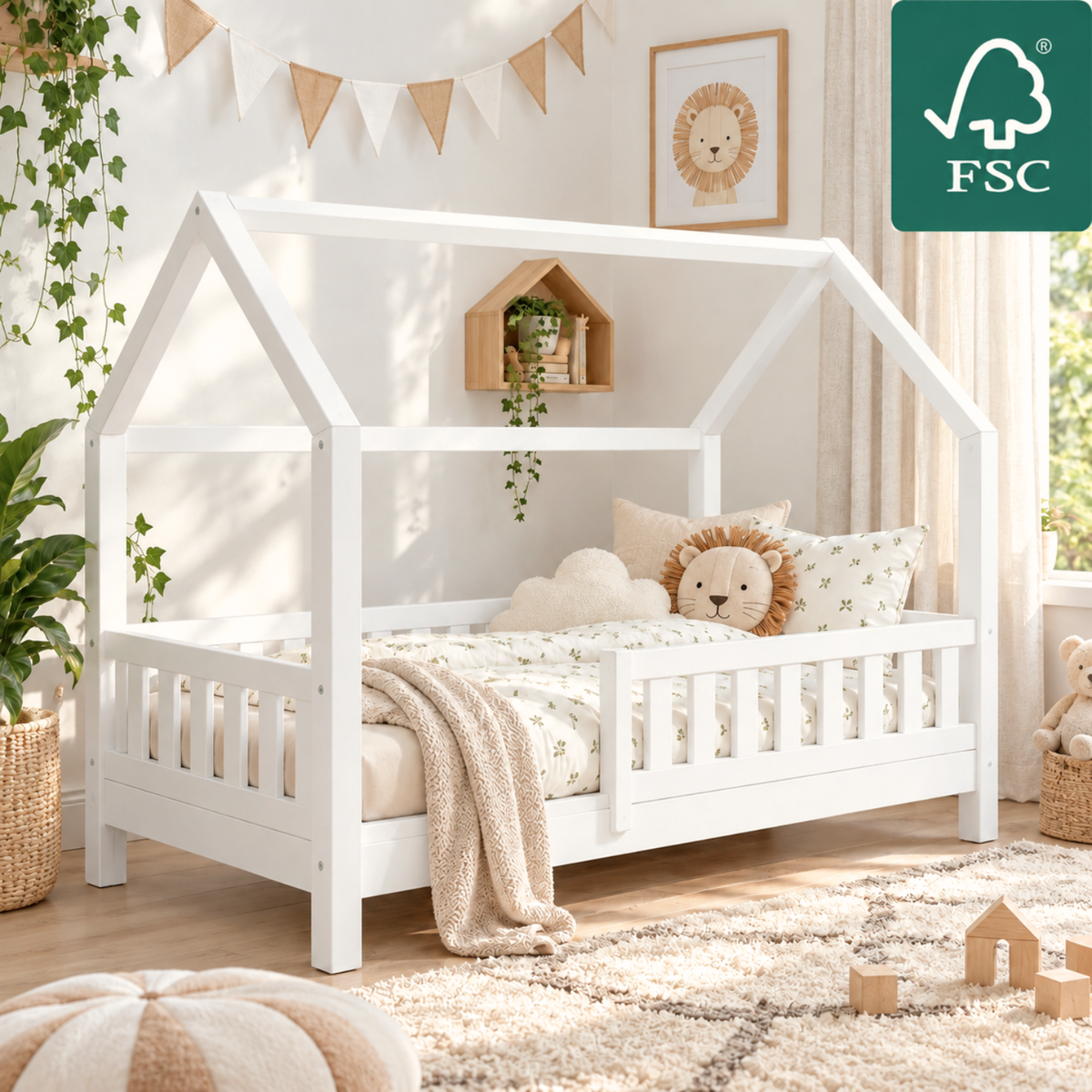 YappyTrygg JUNIOR - Hausbett 160×80 cm mit Rausfallschutz