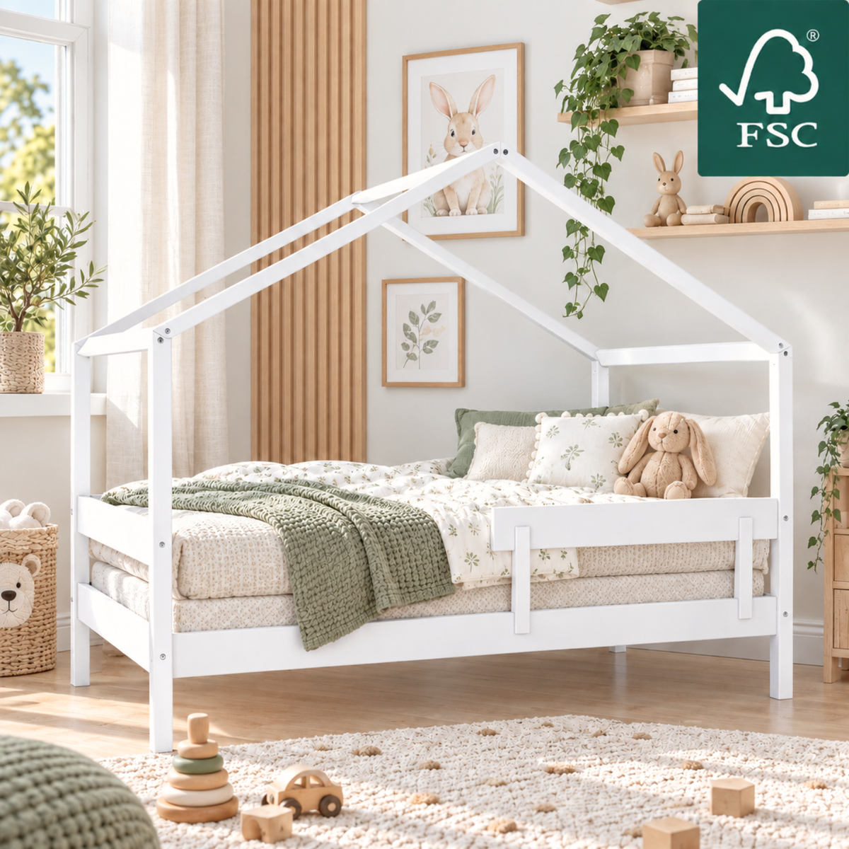 YappyHytte JUNIOR - Hausbett 160×80cm mit Rausfallschutz