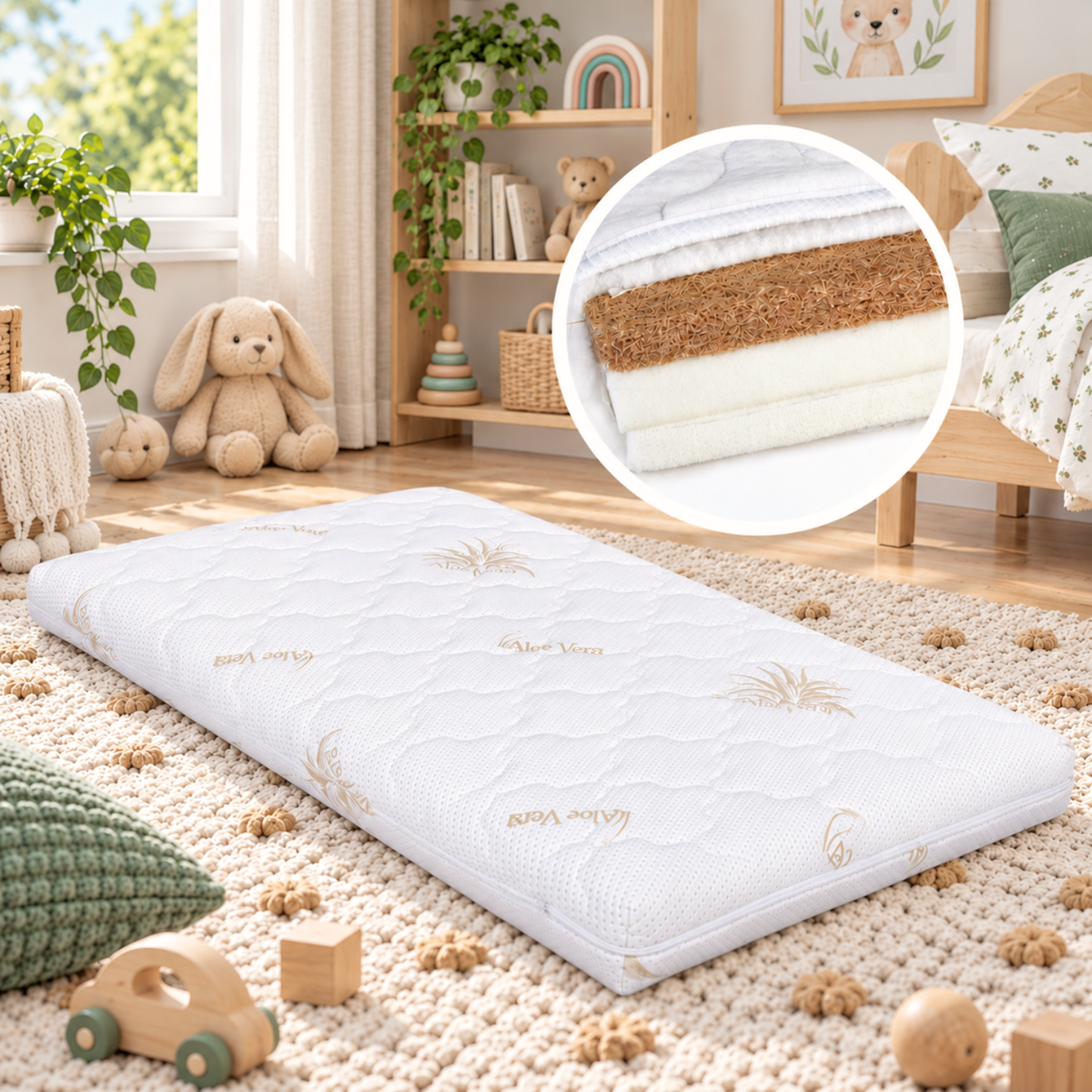 YappyMemory II JUNIOR - Children's mattress 160×80 cm, dual-sided, with Aloe Vera cover