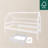 YappySole MAXI – Hausbett 200x90cm mit Rausfallschutz und 2 Schubladen