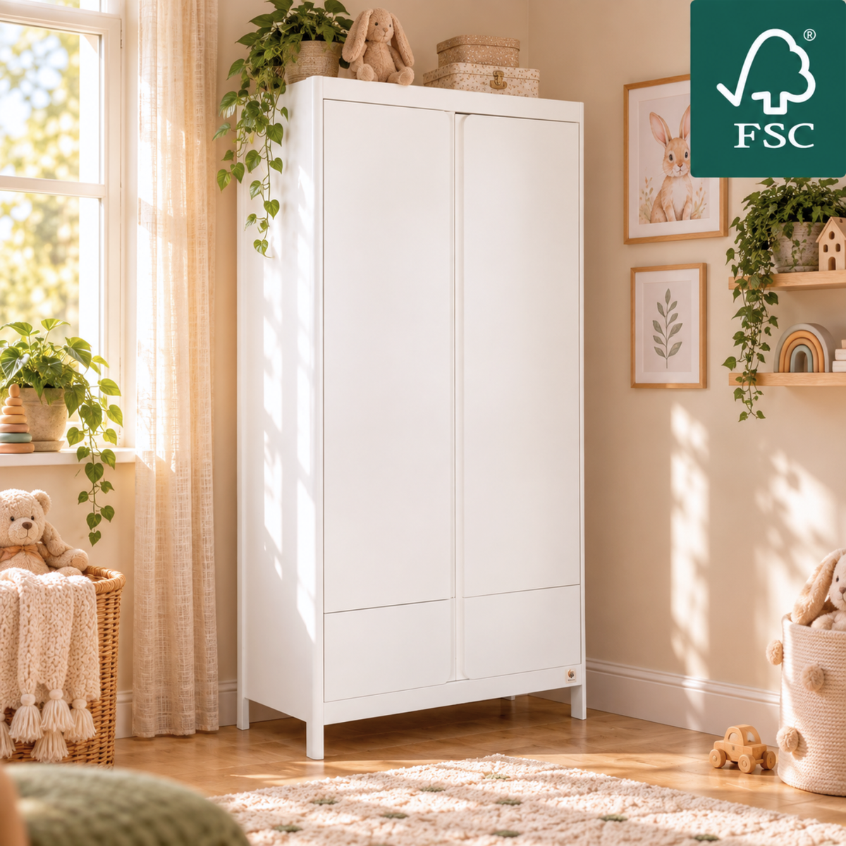 Yappy Classic wardrobe – 2-door with drawer