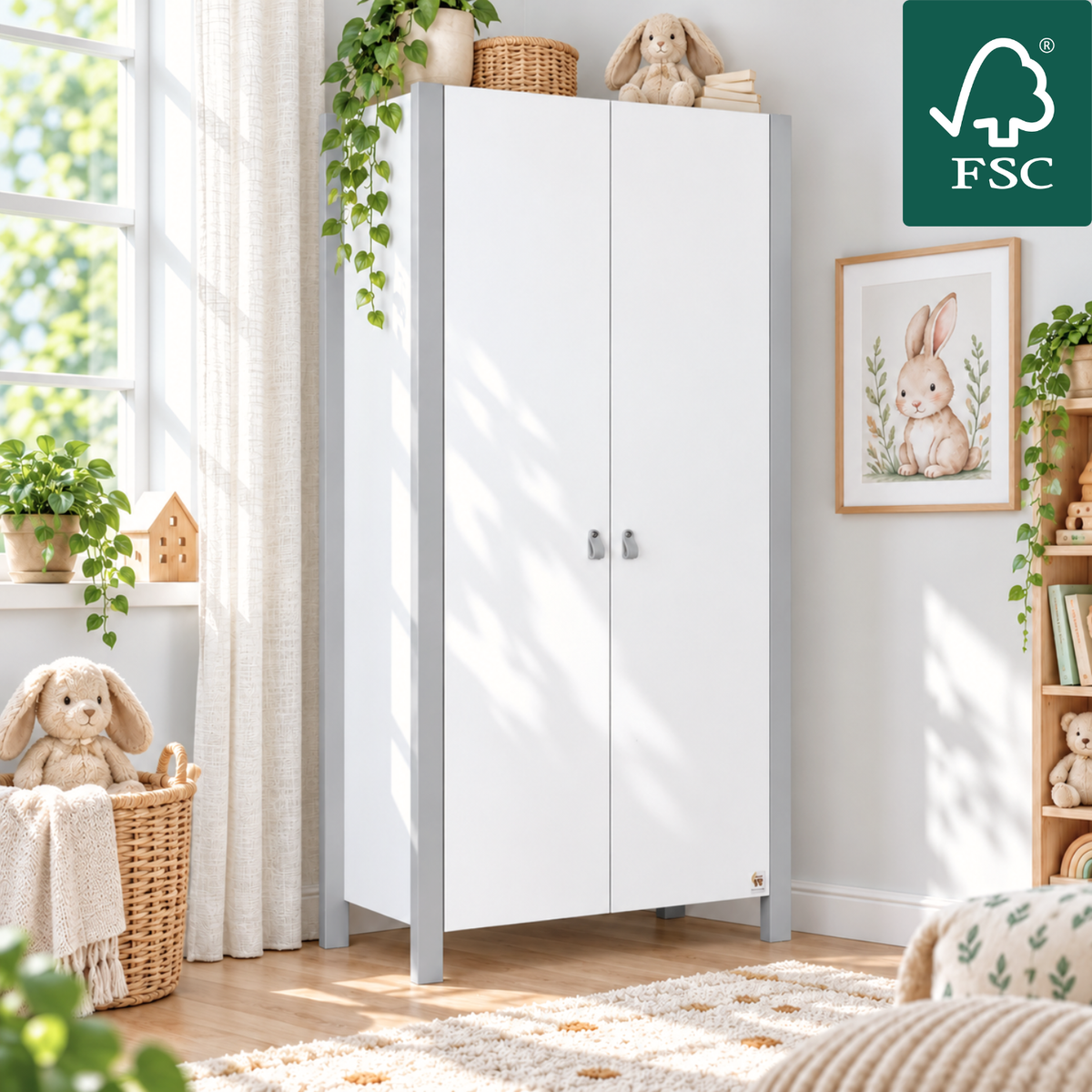 YappyÉtude Design Kleiderschrank – 2türig mit Schubladen